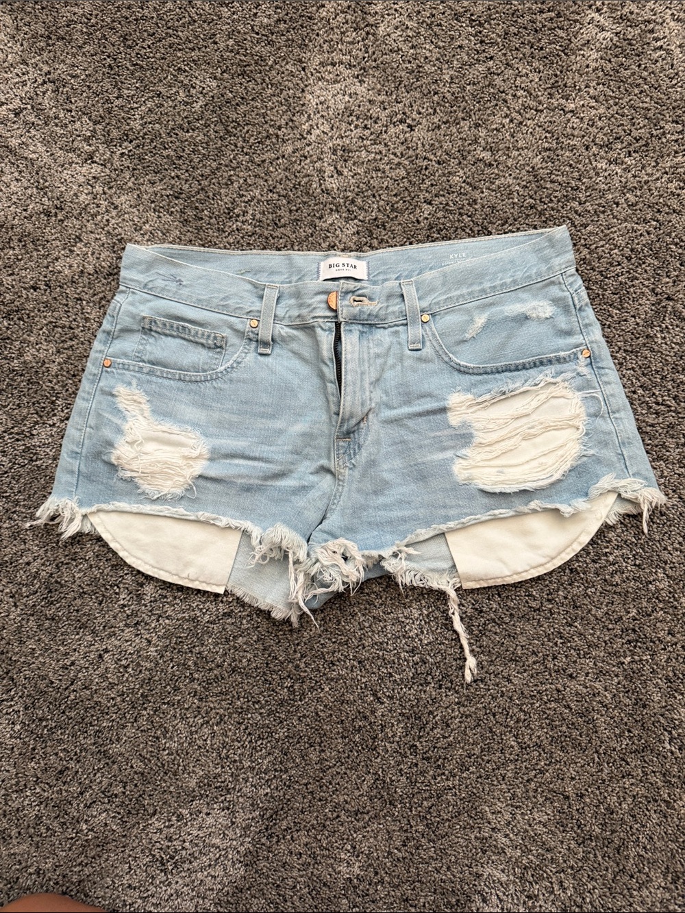 Big Star Light Blue Ripped Denim Cutoff Shorts